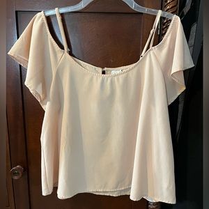 Blush Pink Blouse with off the shoulder sleeve detail